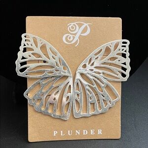 Plunder Design Jewelry Calliope Silver Butterfly Drop Earrings